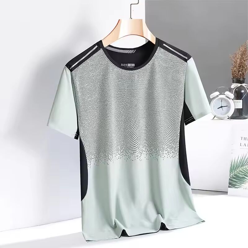 T Shirt For Men Sports Harajuku O-neck Short Sleeve Leisure Loose Men T Shirt Summer Quick Dry Material Top Dazzling Tee Shirt